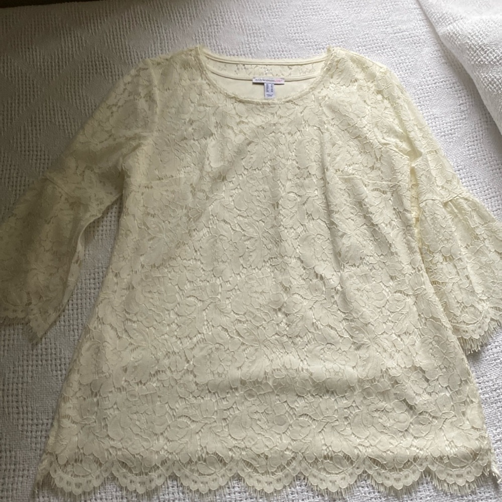 Isaac Mizrahi Floral Lace Bell Sleeve Tunic S